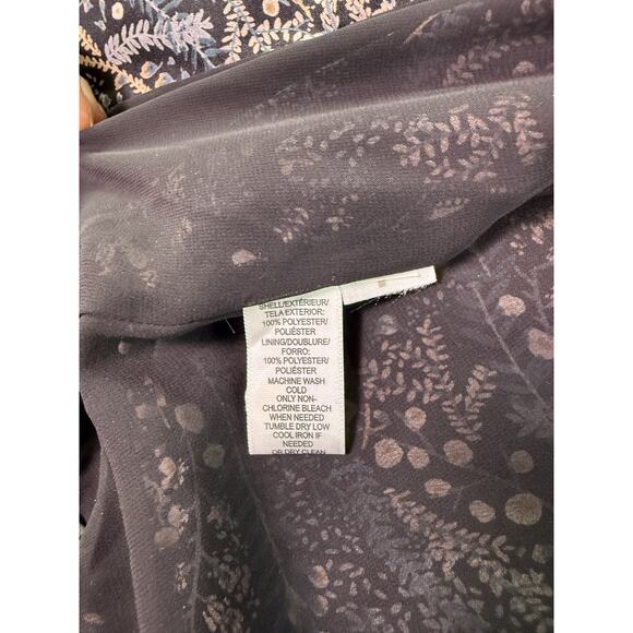 Ann Taylor Loft Black Floral Zip Front Bomber Jacket Lightweight Pockets XS D976 - Picture 6 of 9